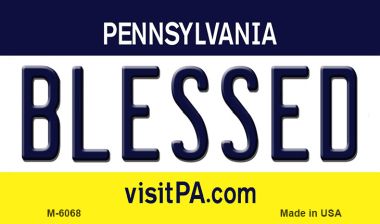 M-6068 3.5 x 2 in. Blessed Pennsylvania State License Plate Magnet