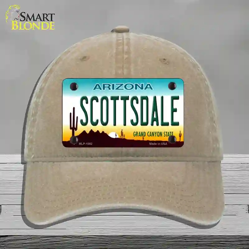 HAT09-MLP-1062 Scottsdale Arizona Novelty License Plate Hat, Unconstructed Cotton - Khaki