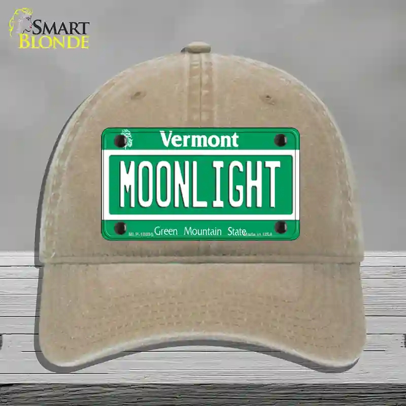 HAT09-MLP-10695 Moonlight Vermont Novelty License Plate Hat, Unconstructed Cotton - Khaki