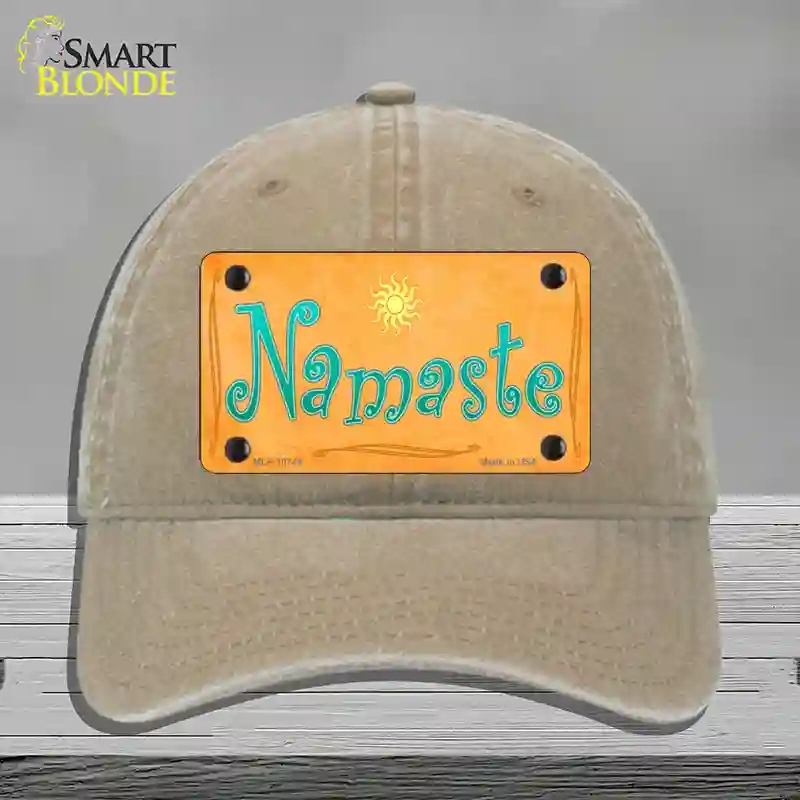 HAT09-MLP-10744 Namaste Novelty License Plate Hat, Unconstructed Cotton - Khaki