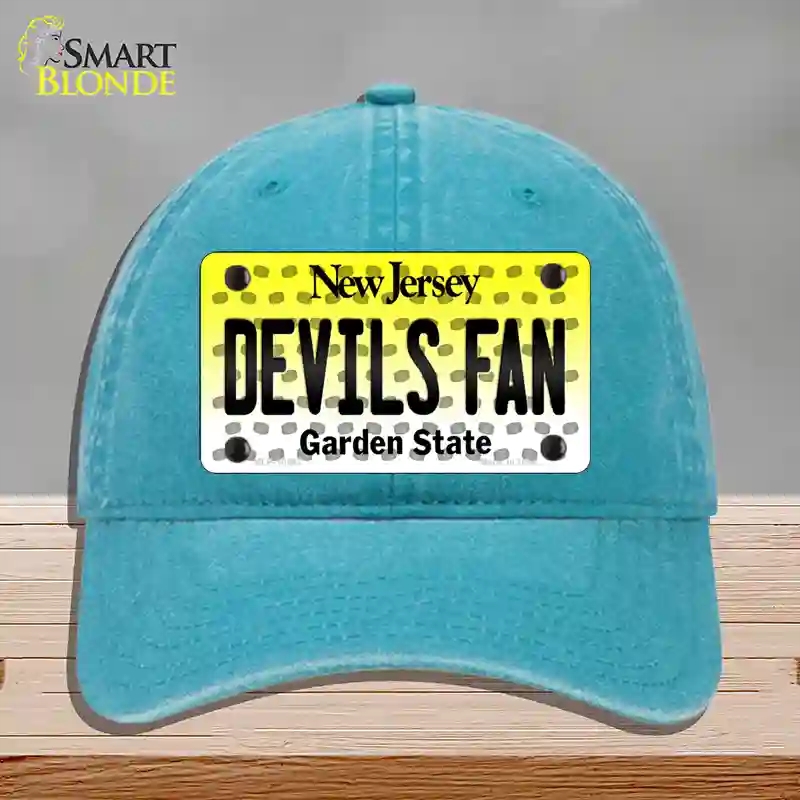 HAT10-MLP-10847 Devils Fan   Jersey Novelty License Plate Hat, Unconstructed Cotton - Lake Blue