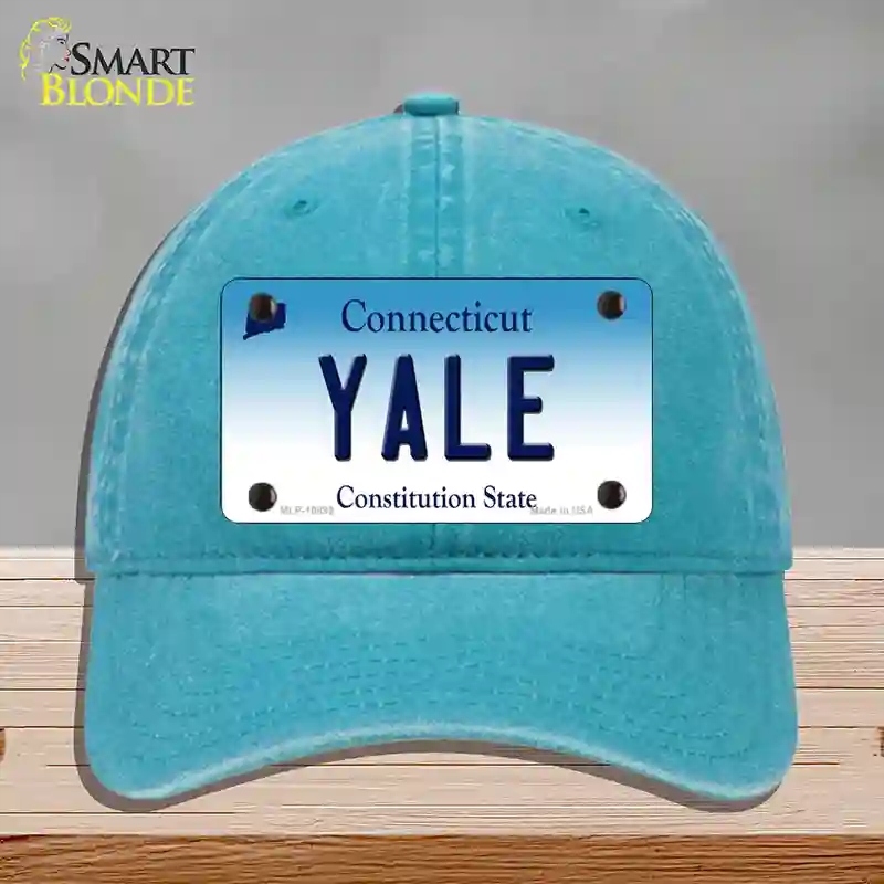HAT10-MLP-10899 Yale Connecticut Novelty License Plate Hat, Unconstructed Cotton - Lake Blue
