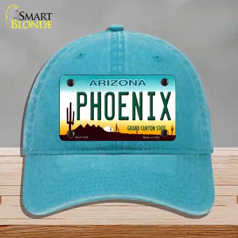 HAT10-MLP-1100 Phoenix Arizona Novelty License Plate Hat, Unconstructed Cotton - Lake Blue