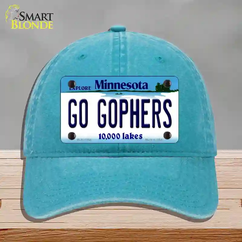 HAT10-MLP-11054 Go Gophers Minnesota State Novelty License Plate Hat, Unconstructed Cotton - Lake Blue