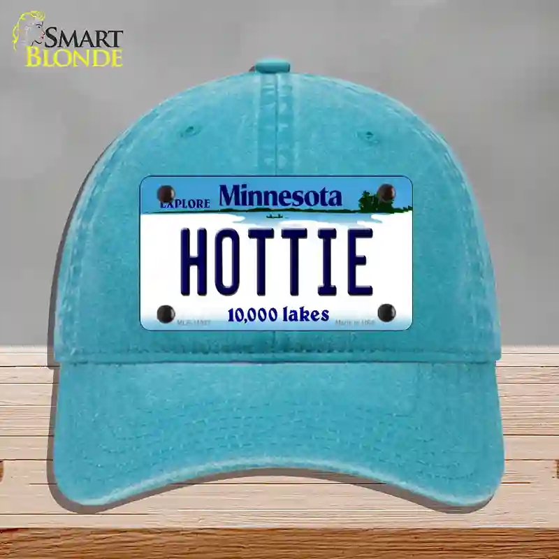 HAT10-MLP-11057 Hottie Minnesota State Novelty License Plate Hat, Unconstructed Cotton - Lake Blue