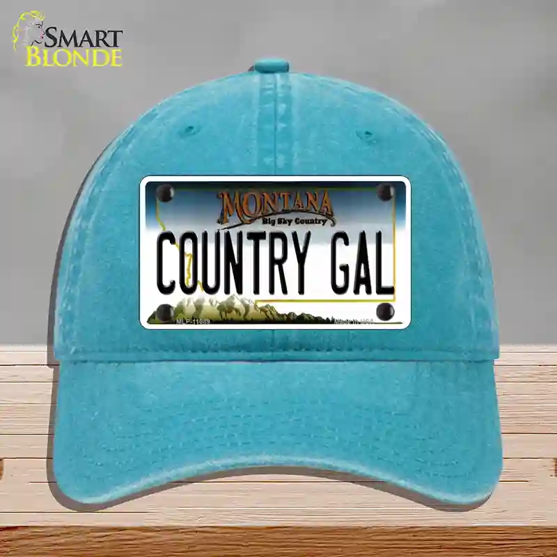HAT10-MLP-11089 Country Gal Montana State Novelty License Plate Hat, Unconstructed Cotton - Lake Blue