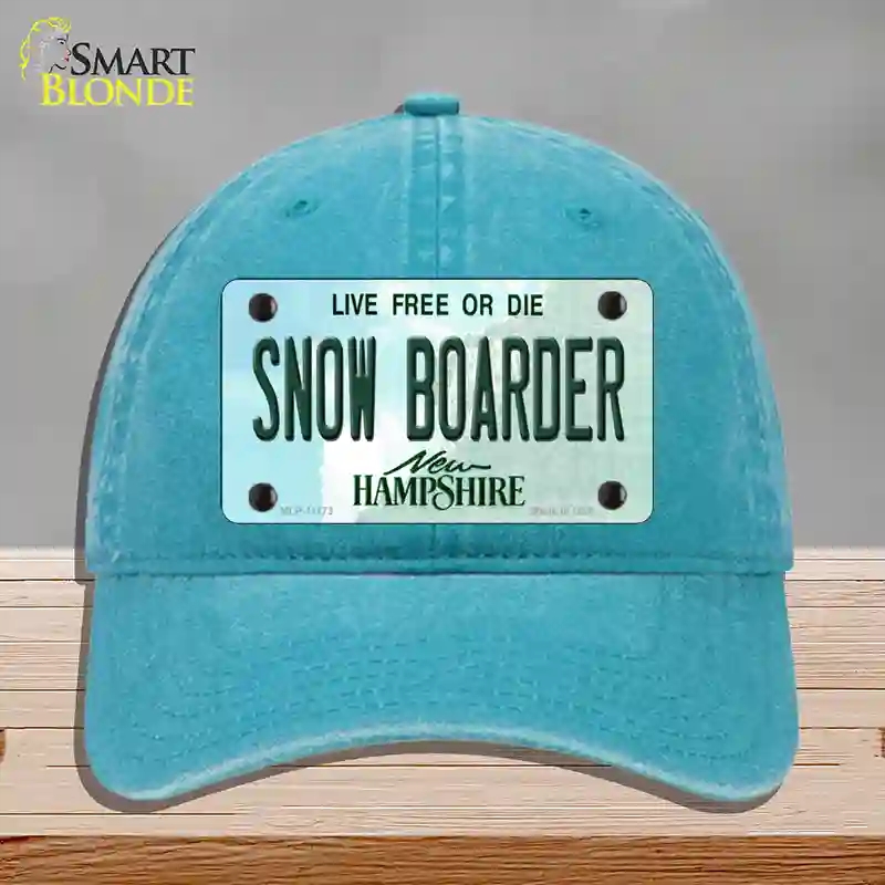 HAT10-MLP-11173 Snow Boarder   Hampshire State Novelty License Plate Hat, Unconstructed Cotton - Lake Blue