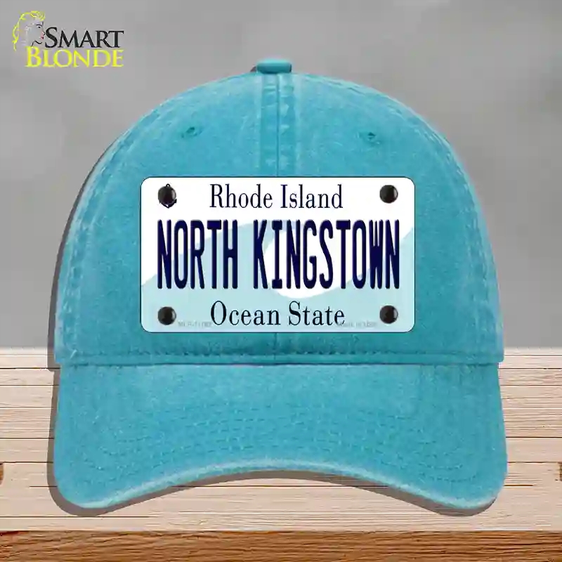 HAT10-MLP-11192 North Kingstown Rhode Island State Novelty License Plate Hat, Unconstructed Cotton - Lake Blue