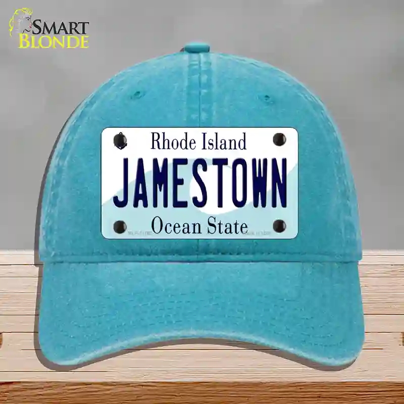 HAT10-MLP-11193 Jamestown Rhode Island State Novelty License Plate Hat, Unconstructed Cotton - Lake Blue