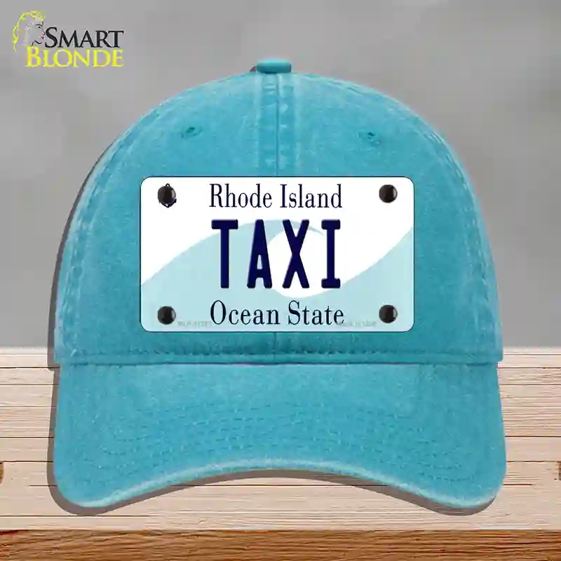 HAT10-MLP-11213 Taxi Rhode Island State Novelty License Plate Hat, Unconstructed Cotton - Lake Blue