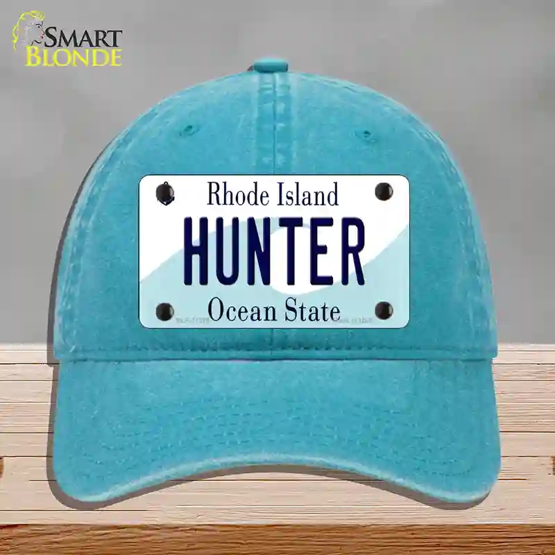 HAT10-MLP-11218 Hunter Rhode Island State Novelty License Plate Hat, Unconstructed Cotton - Lake Blue