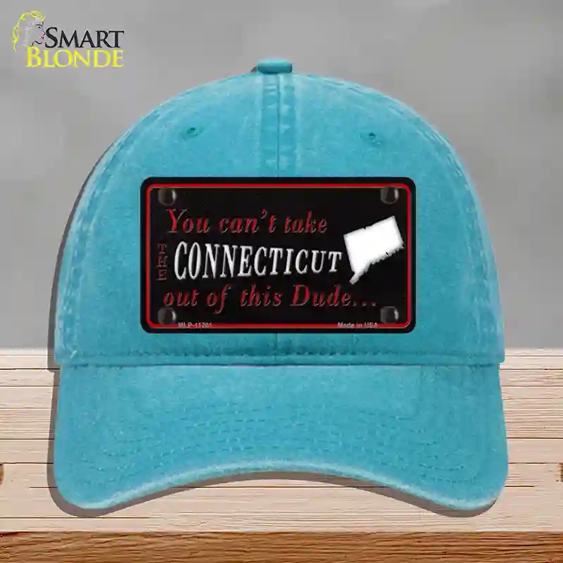 HAT10-MLP-11261 Connecticut Dude Novelty License Plate Hat, Unconstructed Cotton - Lake Blue