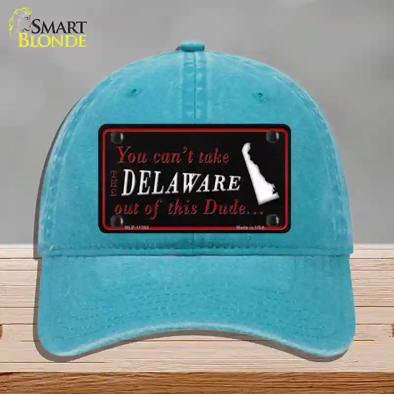HAT10-MLP-11262 Delaware Dude Novelty License Plate Hat, Unconstructed Cotton - Lake Blue