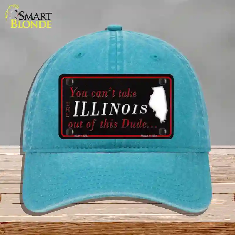 HAT10-MLP-11267 Illinois Dude Novelty License Plate Hat, Unconstructed Cotton - Lake Blue