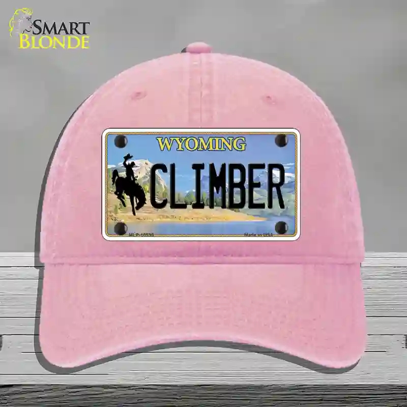 HAT12-MLP-10536 Climber Wyoming Novelty License Plate Hat, Unconstructed Cotton - Pink