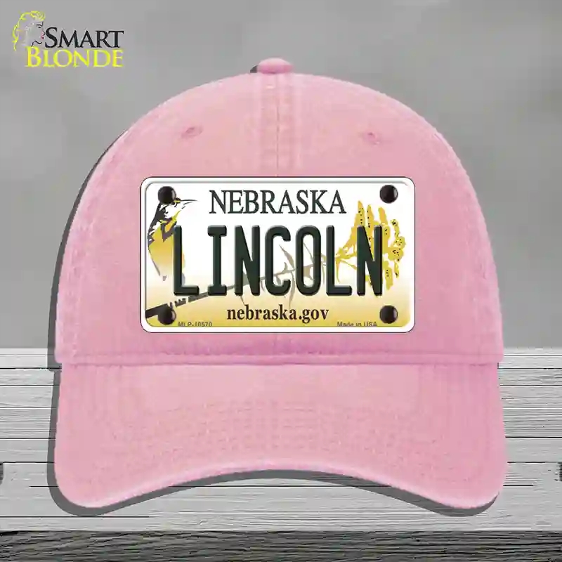 HAT12-MLP-10570 Lincoln Nebraska Novelty License Plate Hat, Unconstructed Cotton - Pink