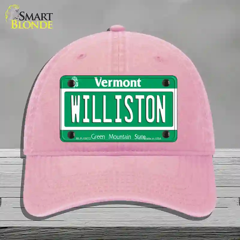 HAT12-MLP-10672 Williston Vermont Novelty License Plate Hat, Unconstructed Cotton - Pink