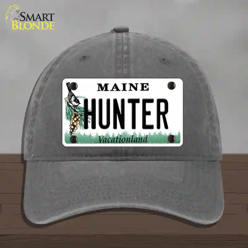 HAT08-MLP-10419 Hunter Maine Novelty License Plate Hat, Unconstructed Cotton - Charcoal