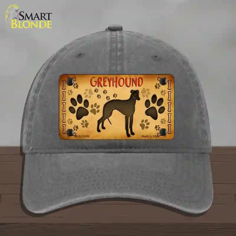 HAT08-MLP-10448 Greyhound Novelty License Plate Hat, Unconstructed Cotton - Charcoal
