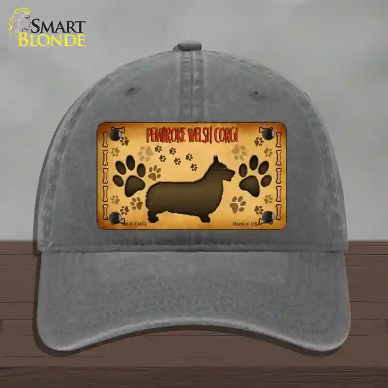 HAT08-MLP-10452 Pembroke Welsh Corgi Novelty License Plate Hat, Unconstructed Cotton - Charcoal