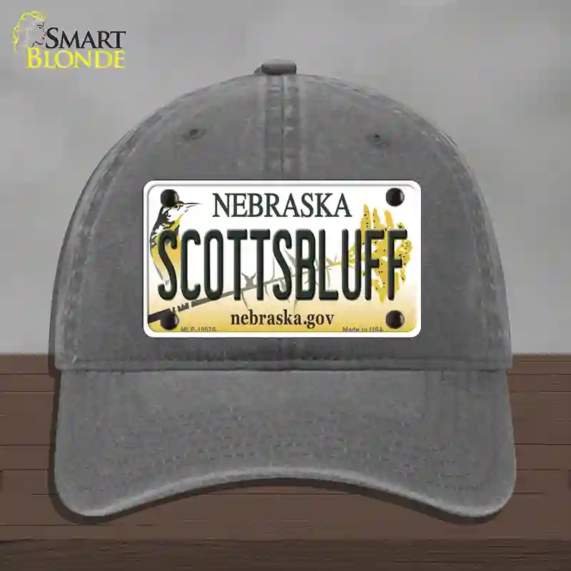 HAT08-MLP-10576 Scottsbluff Nebraska Novelty License Plate Hat, Unconstructed Cotton - Charcoal