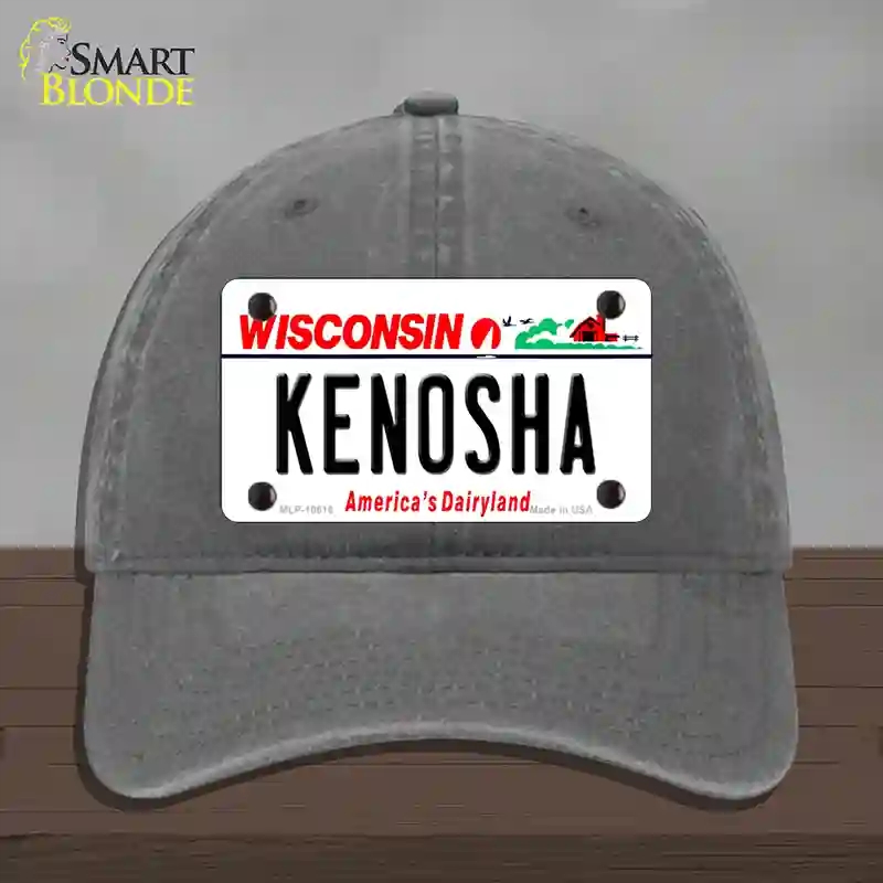 HAT08-MLP-10616 Kenosha Wisconsin Novelty License Plate Hat, Unconstructed Cotton - Charcoal