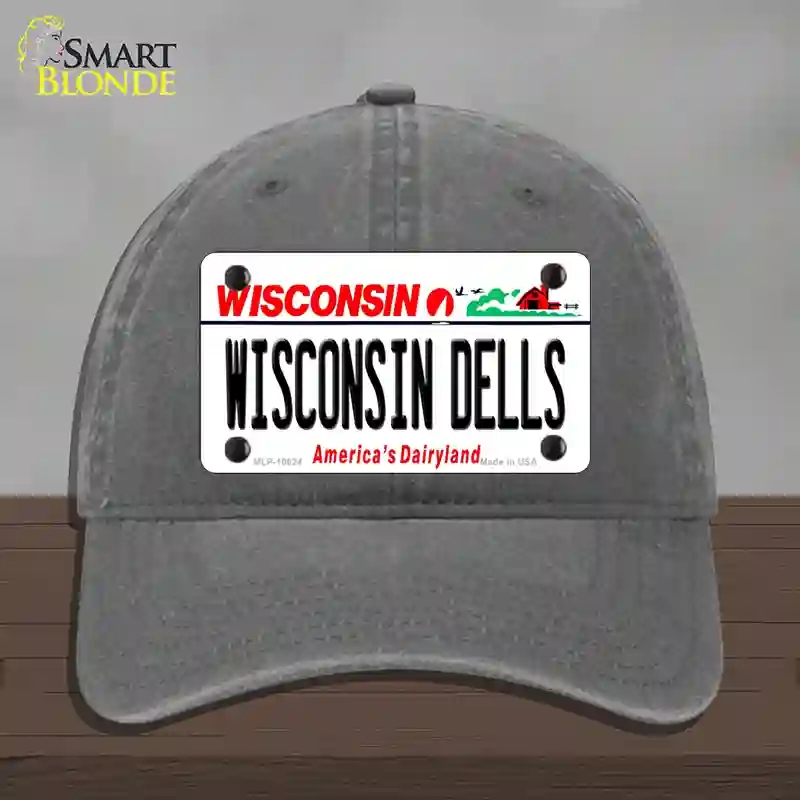 HAT08-MLP-10624 Wisconsin Dells Novelty License Plate Hat, Unconstructed Cotton - Charcoal