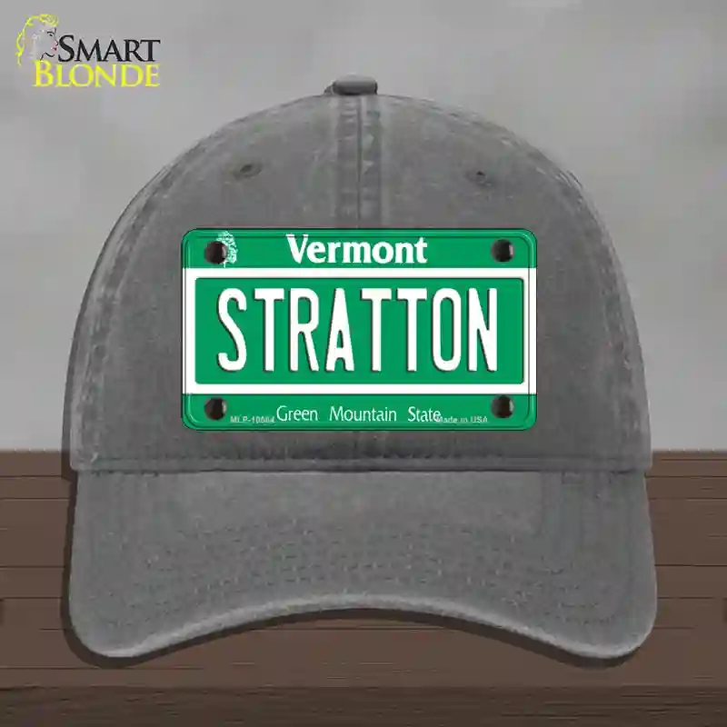 HAT08-MLP-10664 Stratton Vermont Novelty License Plate Hat, Unconstructed Cotton - Charcoal