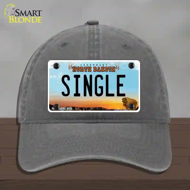 HAT08-MLP-10739 Single North Dakota Novelty License Plate Hat, Unconstructed Cotton - Charcoal