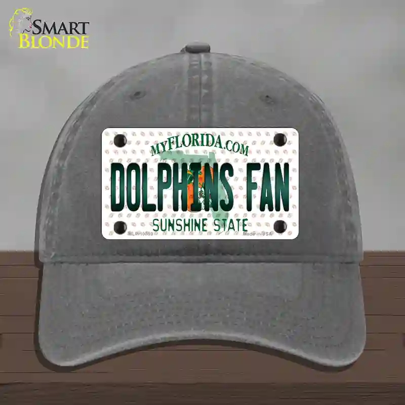 HAT08-MLP-10759 Dolphins Fan Florida Novelty License Plate Hat, Unconstructed Cotton - Charcoal