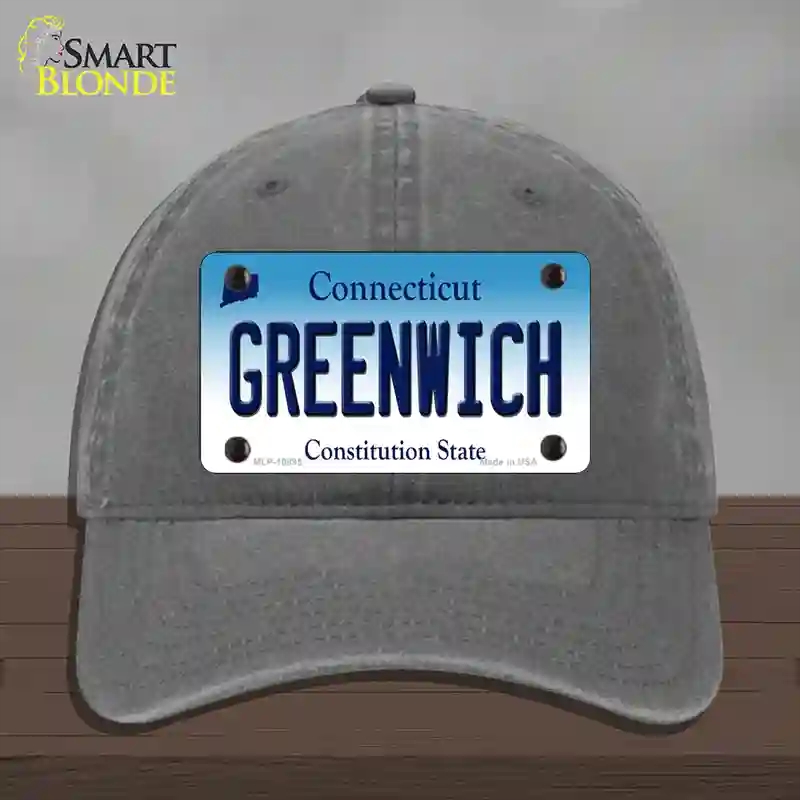 HAT08-MLP-10895 Greenwich Connecticut Novelty License Plate Hat, Unconstructed Cotton - Charcoal