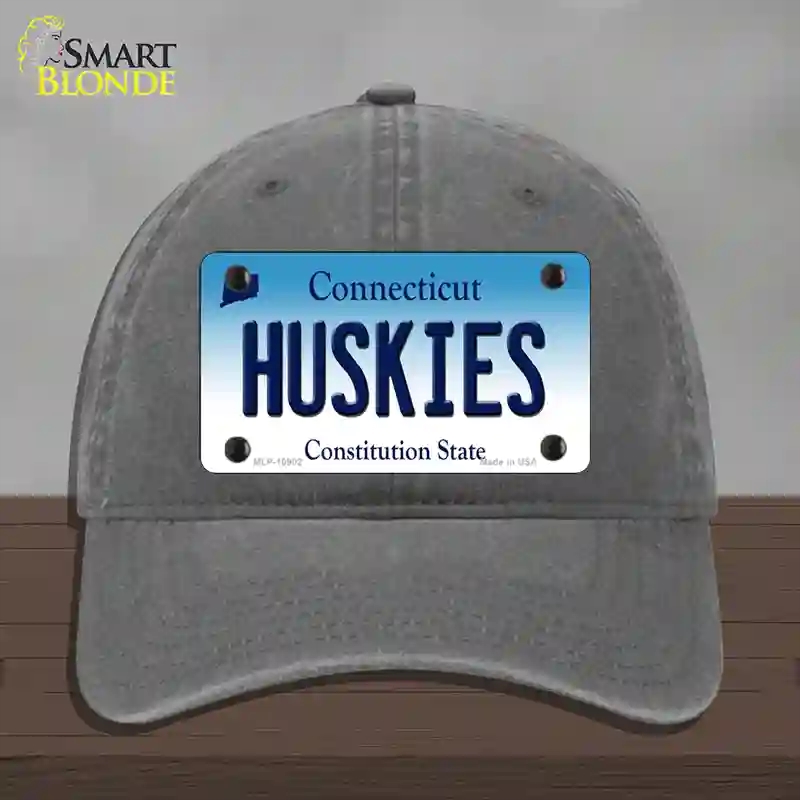 HAT08-MLP-10902 Huskies Connecticut Novelty License Plate Hat, Unconstructed Cotton - Charcoal