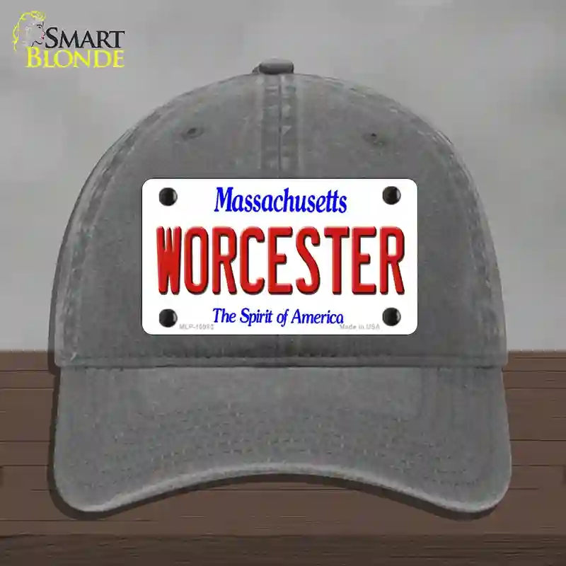 HAT08-MLP-10982 Worcester Massachusetts Novelty License Plate Hat, Unconstructed Cotton - Charcoal