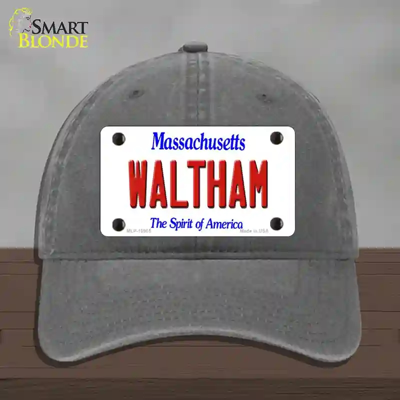HAT08-MLP-10985 Waltham Massachusetts Novelty License Plate Hat, Unconstructed Cotton - Charcoal