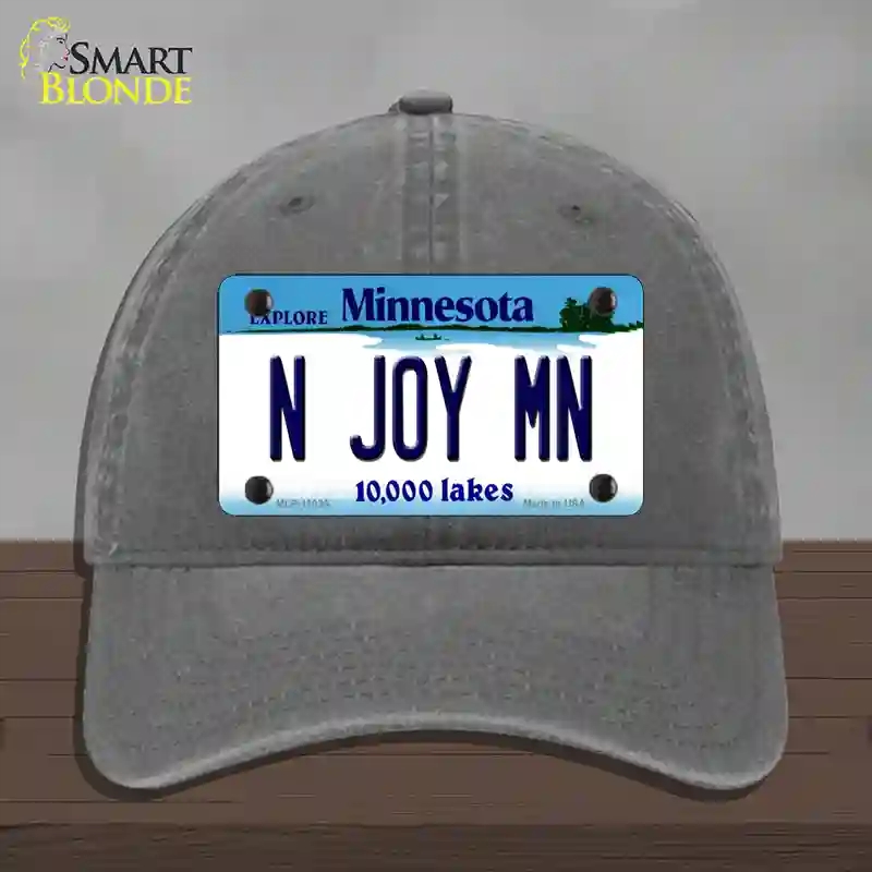 HAT08-MLP-11035 N Joy MN Minnesota Novelty License Plate Hat, Unconstructed Cotton - Charcoal