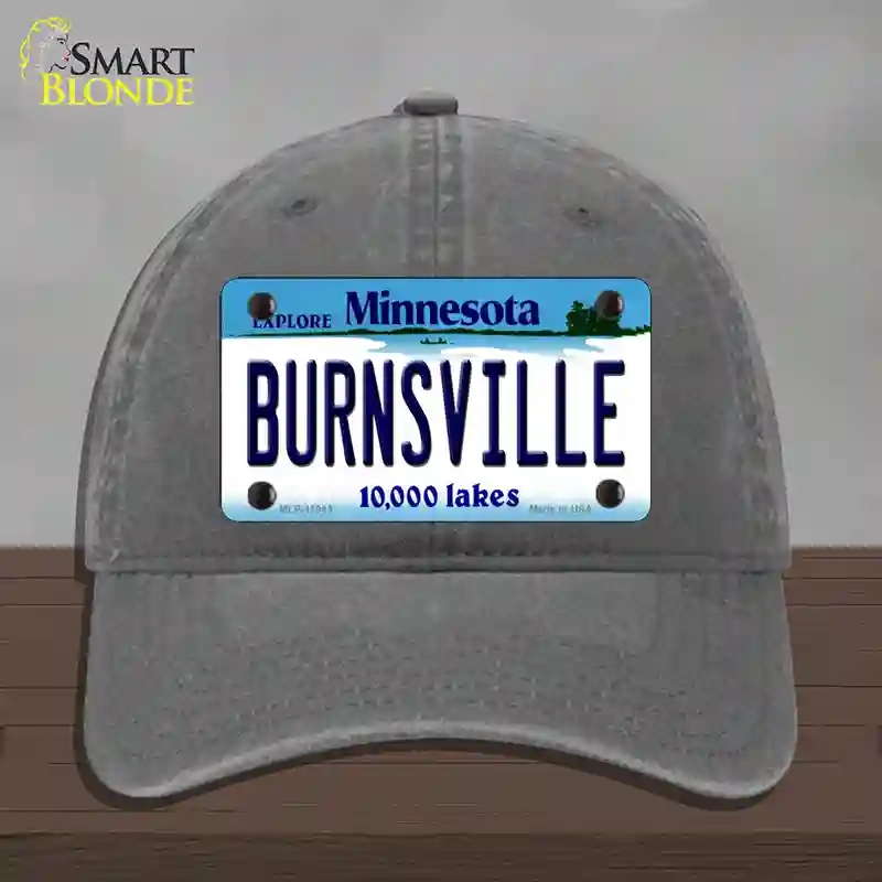 HAT08-MLP-11043 Burnsville Minnesota State Novelty License Plate Hat, Unconstructed Cotton - Charcoal