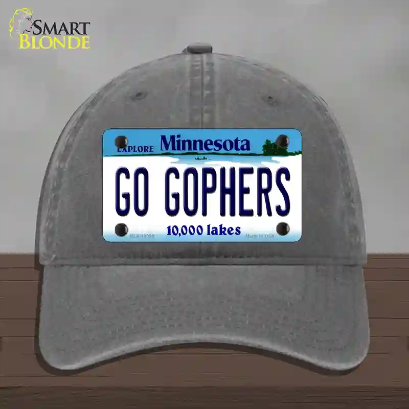 HAT08-MLP-11054 Go Gophers Minnesota State Novelty License Plate Hat, Unconstructed Cotton - Charcoal
