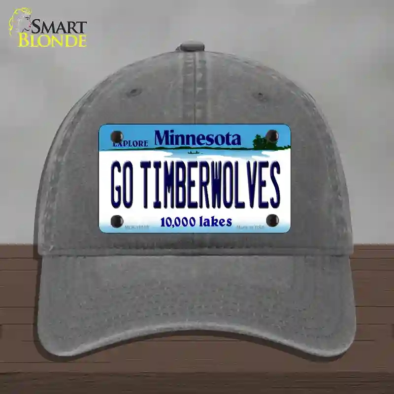 HAT08-MLP-11055 Go Timberwolves Minnesota State Novelty License Plate Hat, Unconstructed Cotton - Charcoal