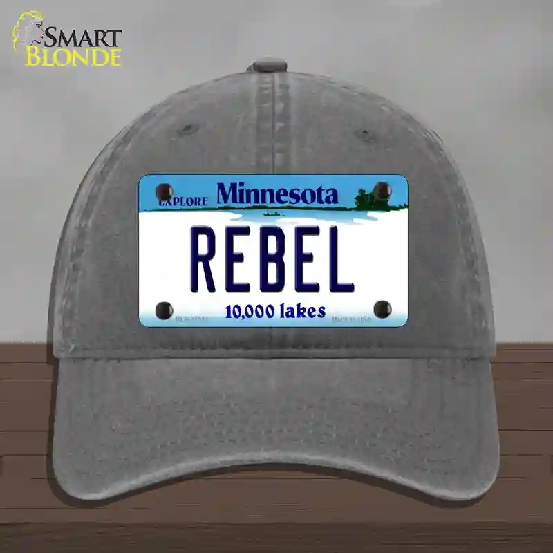 HAT08-MLP-11081 Rebel Minnesota State Novelty License Plate Hat, Unconstructed Cotton - Charcoal