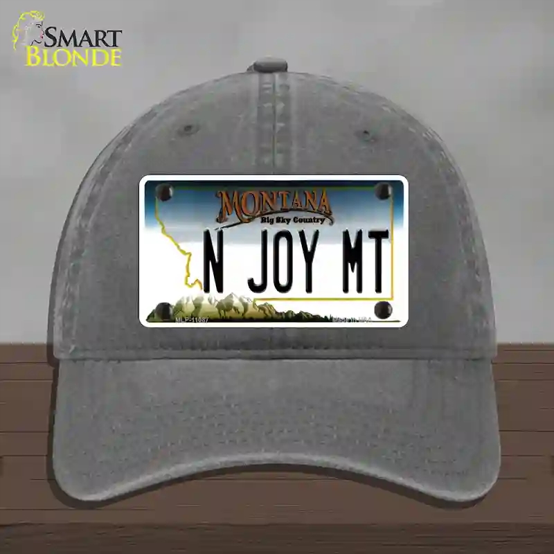 HAT08-MLP-11087 N Joy MT Montana State Novelty License Plate Hat, Unconstructed Cotton - Charcoal