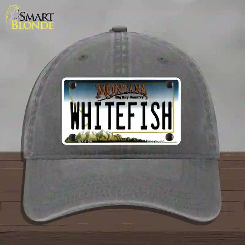 HAT08-MLP-11097 Whitefish Montana State Novelty License Plate Hat, Unconstructed Cotton - Charcoal
