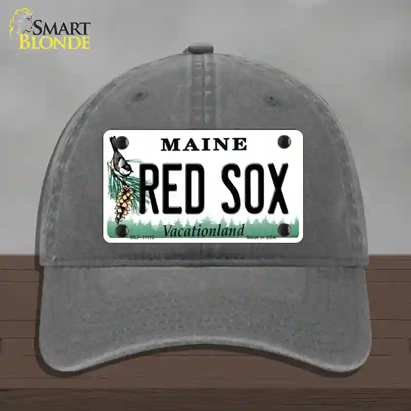 HAT08-MLP-11119 Red Sox Maine Novelty License Plate Hat, Unconstructed Cotton - Charcoal