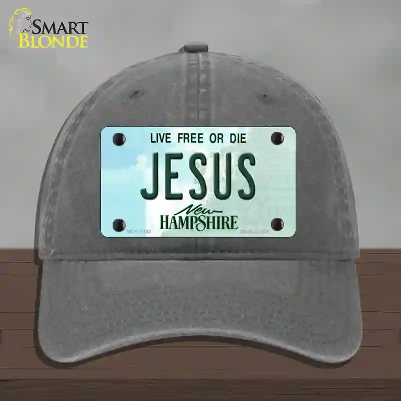 HAT08-MLP-11158 Jesus   Hampshire State Novelty License Plate Hat, Unconstructed Cotton - Charcoal