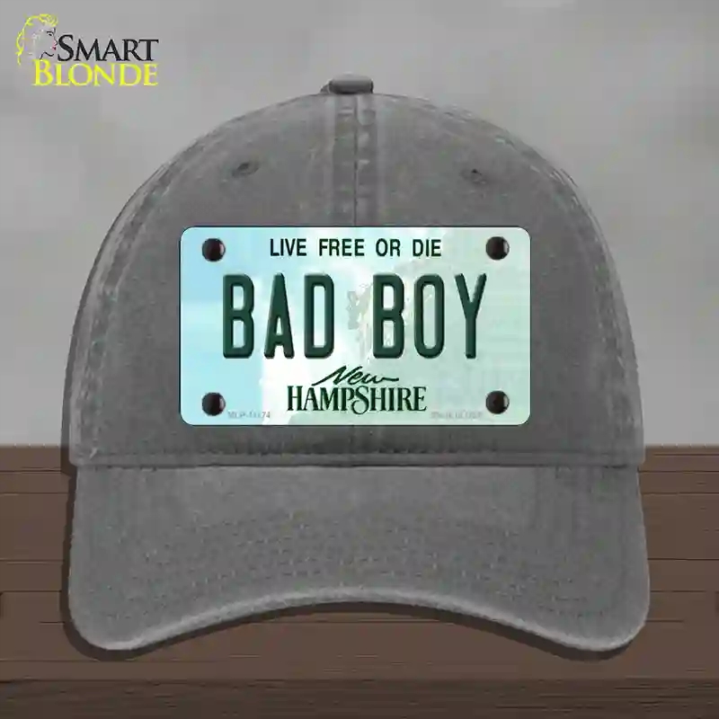HAT08-MLP-11174 Bad Boy   Hampshire State Novelty License Plate Hat, Unconstructed Cotton - Charcoal