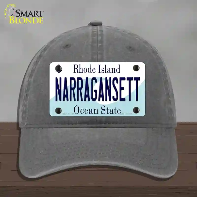 HAT08-MLP-11187 Narragansett Rhode Island State Novelty License Plate Hat, Unconstructed Cotton - Charcoal