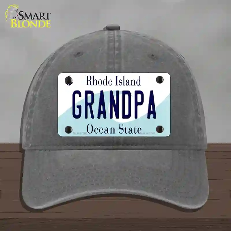 HAT08-MLP-11200 Grandpa Rhode Island State Novelty License Plate Hat, Unconstructed Cotton - Charcoal
