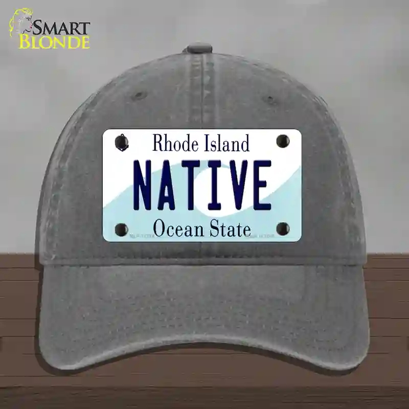 HAT08-MLP-11214 Native Rhode Island State Novelty License Plate Hat, Unconstructed Cotton - Charcoal