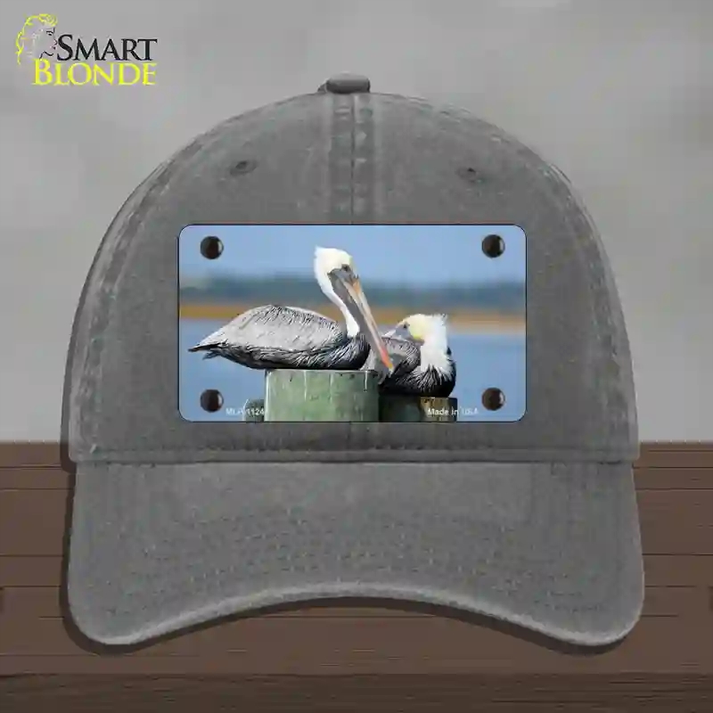 HAT08-MLP-11240 Pelican Two on Pier Novelty License Plate Hat, Unconstructed Cotton - Charcoal