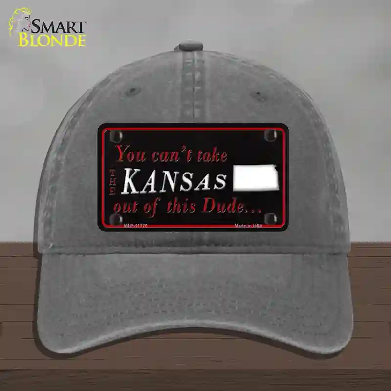 HAT08-MLP-11270 Kansas Dude Novelty License Plate Hat, Unconstructed Cotton - Charcoal