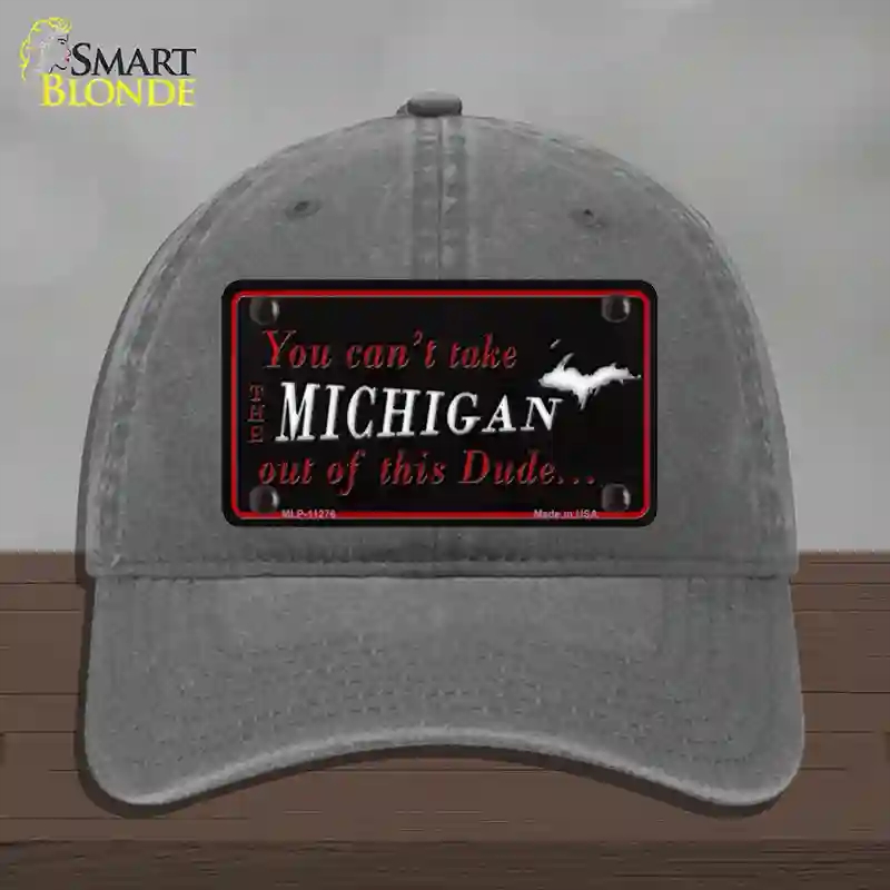 HAT08-MLP-11276 Michigan Dude Novelty License Plate Hat, Unconstructed Cotton - Charcoal